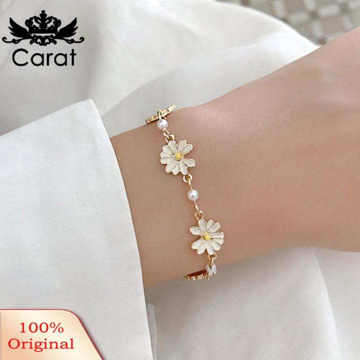 Carat Ladies Bracelet Temperament White Flowers Charm Ladies Bangle