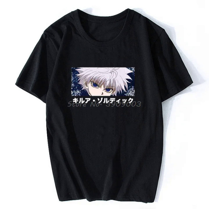 Anime TShirt Hunter X Hunter Killua Eyes Print Men T-Shirt Fashion Casual Tees Top Cotton T Shirt Streetwee Harajuku