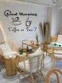 Charming Coffee Cup Wall Decals - "Good Morning Coffee or Tea" Sign Decor - Enhance Your Space with Coffee and Tea Theme - Ideal for Kitchen, Dining Areas, Cafes, 25"x17". 