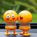Dancing Head Doll, Stress Relief Toy, for Students to Relief Stress during Studies, Smiling Face Emoji, Heart Emoji, Cartoon, Shaking Head Dolls, For Car Decorate Dashboard car accessories, Motivational Emoji’s Pack of 6. 
