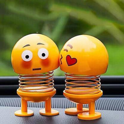 Dancing Head Doll, Stress Relief Toy, for Students to Relief Stress during Studies, Smiling Face Emoji, Heart Emoji, Cartoon, Shaking Head Dolls, For Car Decorate Dashboard car accessories, Motivational Emoji’s Pack of 6