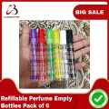 Size 8ml Refillable Spray Bottle mini refillable Perfume Galss bottle  perfume and cosmetic liquid atomizer for travel Pack of 6. 