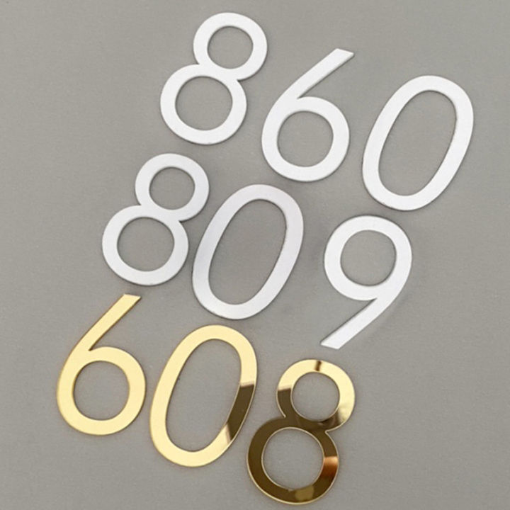 Self Adhesive 3D Number Stickers 0-9 Number Sticker Metal Building Floating Exterior House Apartment Cabinet Mailbox Numbers