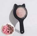 hair comb with back mirror and seamless multicolour rubber band set. 