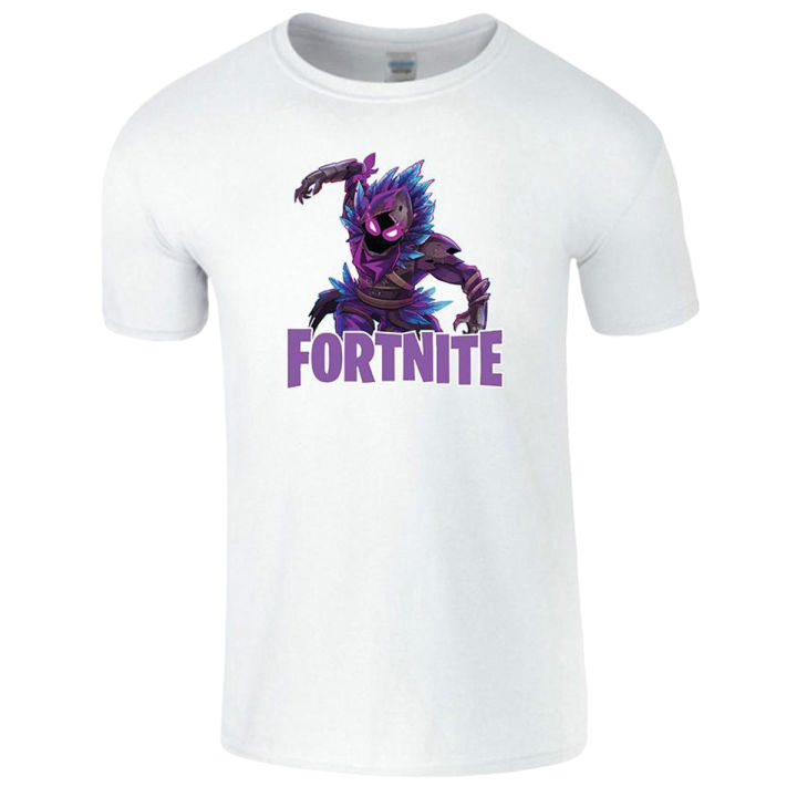 White Cotton T shirt Fortnite Raven Gaming Gamer Boys Top T-shirt Pub G