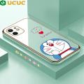 Free Lanyard of UCUC for iPhone 12 Mini Case Cute Jingle Cat Luxury 6D Plating Soft Casing Silicone Ultra Thin Phone Cover. 
