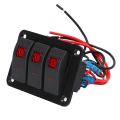 3 Gang Switch Board, Light Weight PP DC12V 24V IP65 3 Gang Switch Panel for Boat for Car. 