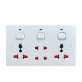 Multi Light Plug with 3 Switches - White, 3 plug board, Switch board. 