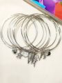 Bangle Set of 5/7/10 Bangles with Floral Charms – Elegant Gold-Silver Plated Stylish & Trendy Bracelet Jewelry. 