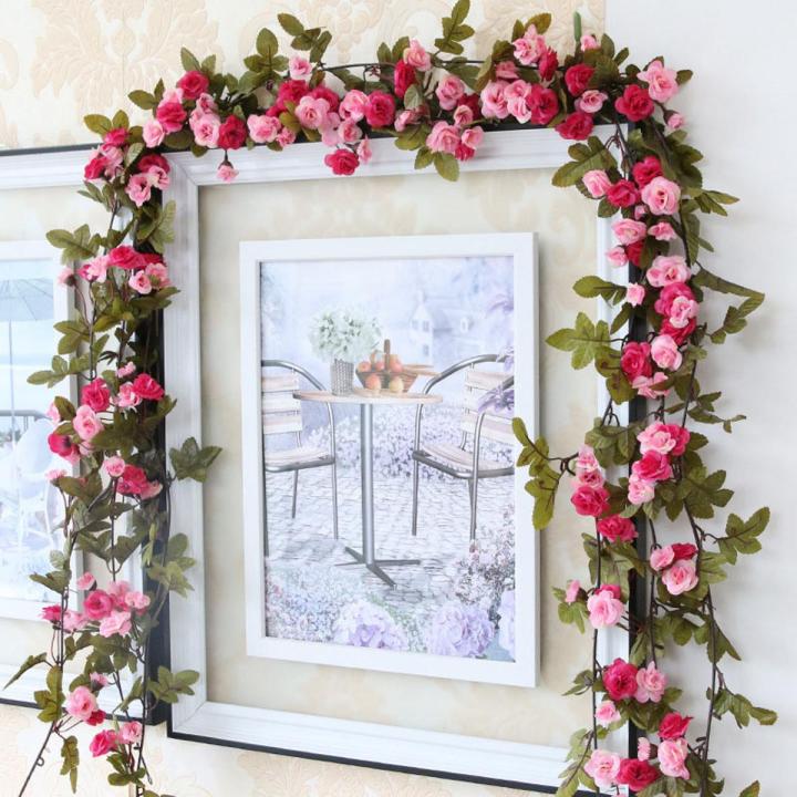 2.3m Artificial Rose Vine Flowers Garland Plant Artificial Flower Hanging Rose Ivy Home Hotel Wedding Party Garden Decor