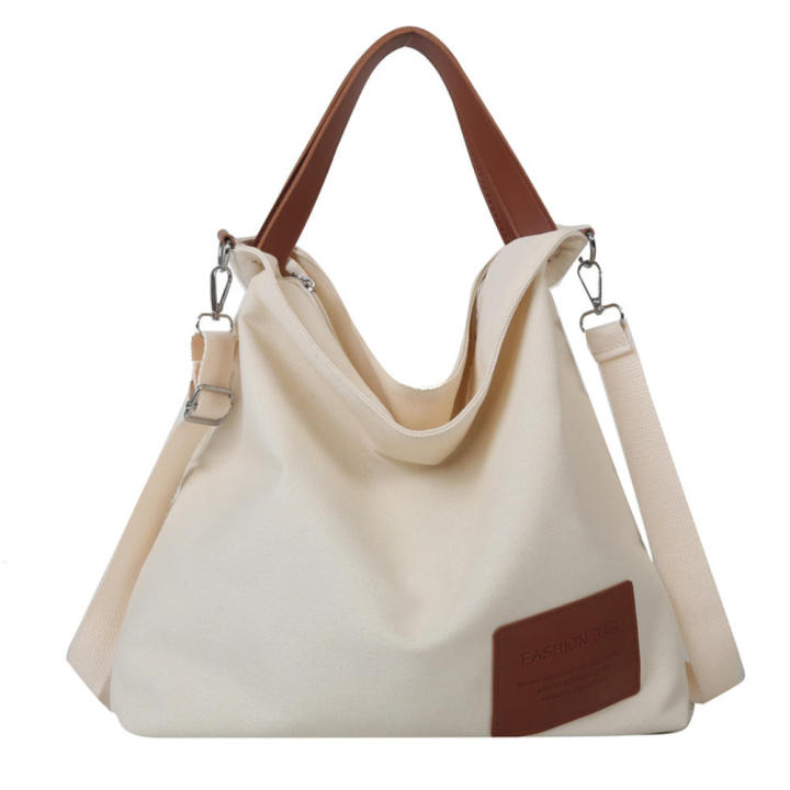 Women's Canvas Shoulder Bags Eco Reusable Foldable Shopping Bag Fashion Large Capacity Handbags Casual Bag