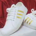 Latest casual sneaker,Light weight fashion sheos,white lace golden touch Trendy running walking shoes. 