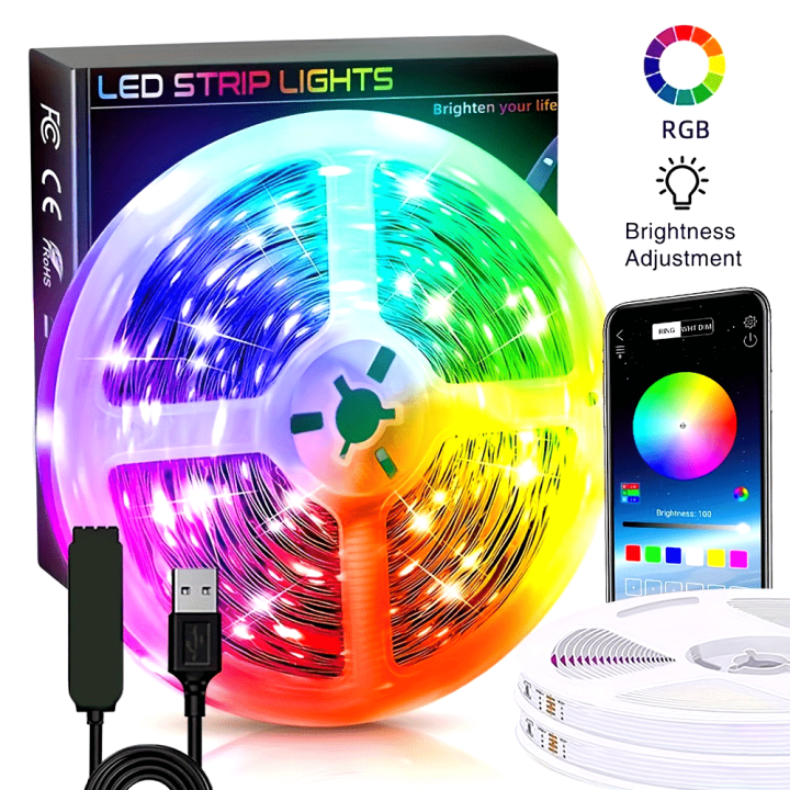 5-10 meter USB-Powered RGB Smart LED Strip Lights - 3535 Color Changing ...