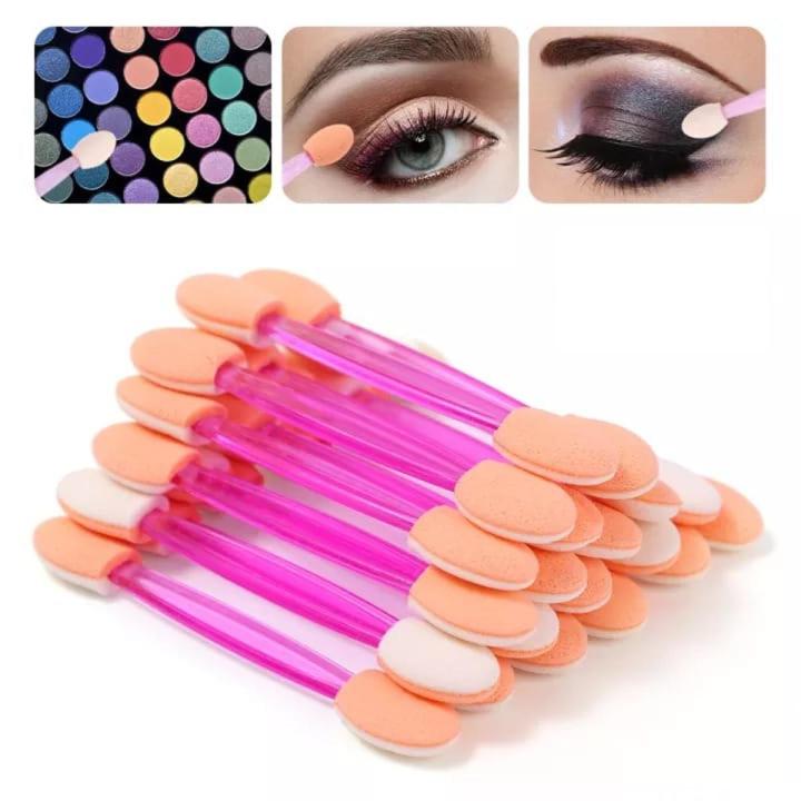 Pack of 1(10Pcs) Disposable Dual Sides Eye Shadow Sponge Applicator Eyeshadow Brushes Makeup Brush - Multi