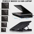 Portable Super Slim Laptop Cooler Pad, Double LED Cooling Fan Notebook Cooling Pad Cooling Pad For Notebook / laptop with Double / Dual Extended Fans & Lights - Black. 