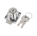 "4 Pcs Cylinder Screw Locks with Key - Silver Chrome Finish Furniture Locks for Drawers, Desks, Wardrobes, Cabinets, Secure Lock Mechanism, Includes 2 Keys, Screws, and Rings". 