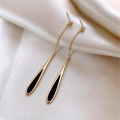 Enamel Water drop earrings Unique Water drop Luxury Chain tassel pendant earrings Chain tassel Black Ear piercing jewelry for Party Wedding Casual Gift Trendy accessories. 
