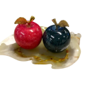 Onyx Leaf Tray with Red and Green Marble Apples, 2" Marble Apples, Handmade Decoration Item, Showpiece For Home, Ideal Product For Table Decoration.. 