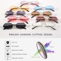 Square Shape Sunglasses Fashionable Y2k Octagonal Rimless Glasses Vintage Frameless Eyewear for Women Men Outdoor Casual Wear. 