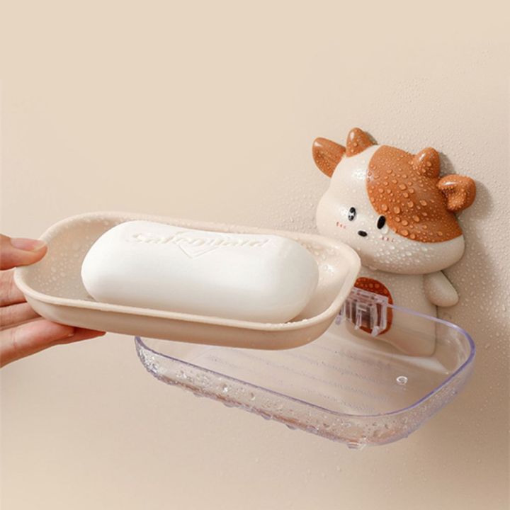 Cartoon Cattle Cattle Soap Storage Box Multi-Purpose Quick Drain Soap Holder Easy To Rinse Tray Soap Dish Bathroom Accessories