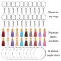 90 Pieces Acrylic Keychain Making Kit Clear Acrylic Keychain Blanks and Colorful Tassel Pendants for DIY Projects. 