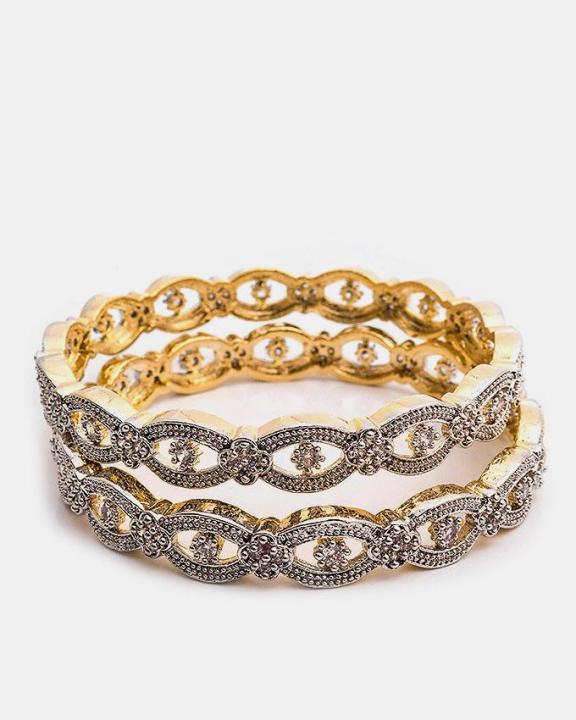 1k Gold Plated Crushed Zirconia Adrains Bangles