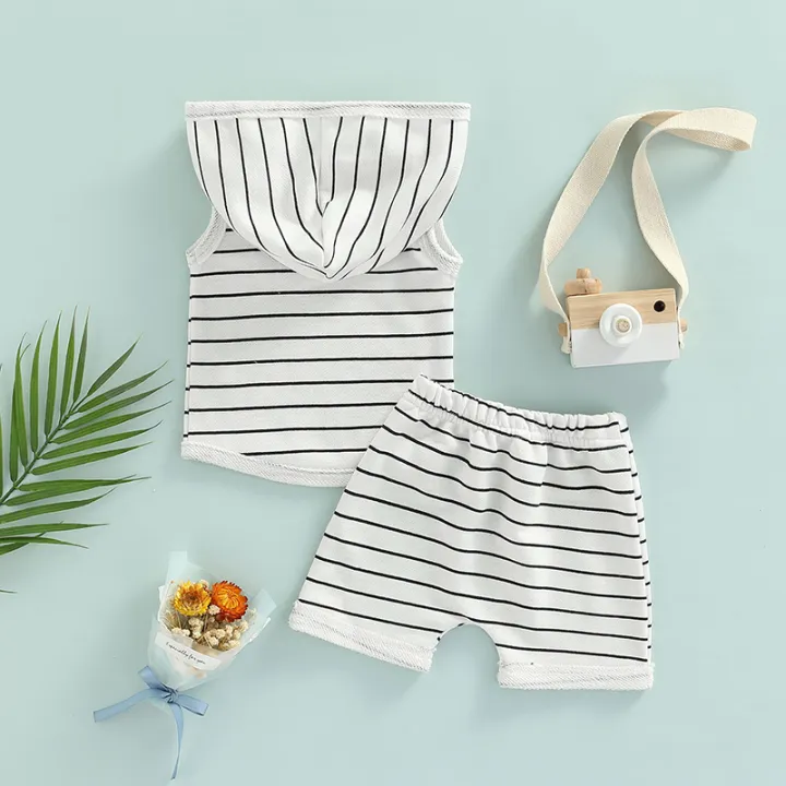 Baby%20Boys%20Suit,%20Sleeveless%20Hooded%20Striped%20Print%20Vest%20Tops%20+%20Summer%20Casual%20Drawstring%20Short%20Pants%20-%20Image%203