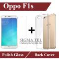Oppo F1s Polish Tempered Glass Screen Protector And Soft Crystal Clear Transparent Back Cover Case 2 in 1 Combo. 