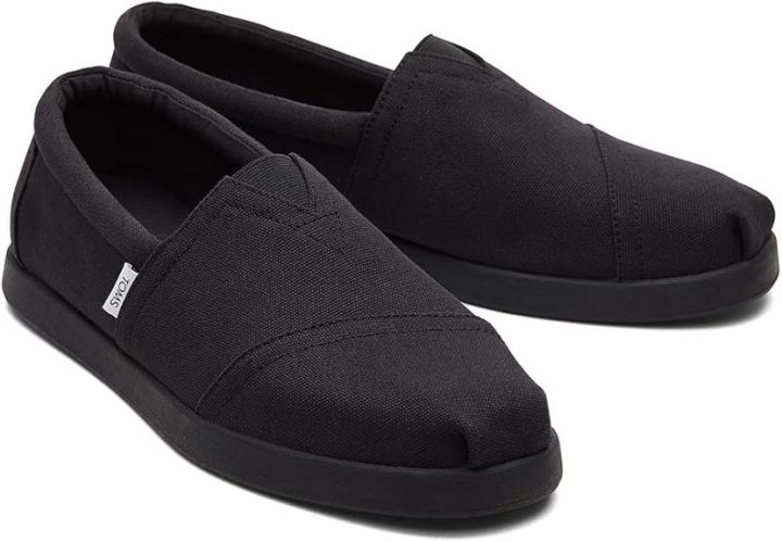 TOMS Black Canvas Slip-On Shoes for Women - Men - Comfortable Casual Loafers - Lightweight & Breathable - Trendy & Stylish Flat Shoes for Daily Wear