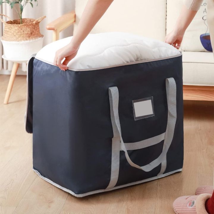 High Quality Super Large Capacity Storage Bag For Clothes Blankets Closet Organizer Moving Tote Bag Zipper Durable Handbag Luggage Pack Size 23 x 19 x 23 Inches