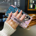 chenyyka For Infinix Spark 6 Air Case With Wristband New Design Square Edge Phone Case Cartoon Cute Mickey Pattern Shockproof Plating Silicone Casing Full Cover SoftCase Protection Cases Girl Women. 
