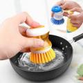 Kitchen Wash Tool Pot Dish Plastic Brush With Washing Up Liquid Soap Dispenser. 
