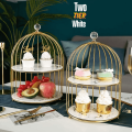European Style Iron Birdcage Cake Rack Multi-Layer Glass Dessert Table Wedding Cake Plate, Cosmetics Storage Rack Bird Cage Different Layers Golden Chromium Color, Cosmetic Storage Rack, Makeup Organizer, Dressing Table Perfumes Organizer,. 