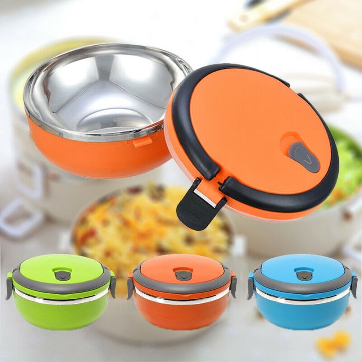 【HOT】 500Ml Lunch Box Portable Stainless Steel Round 1 Layer Insulated Thermos Thermal Leakproof Food Containers Lunch Box With Handle