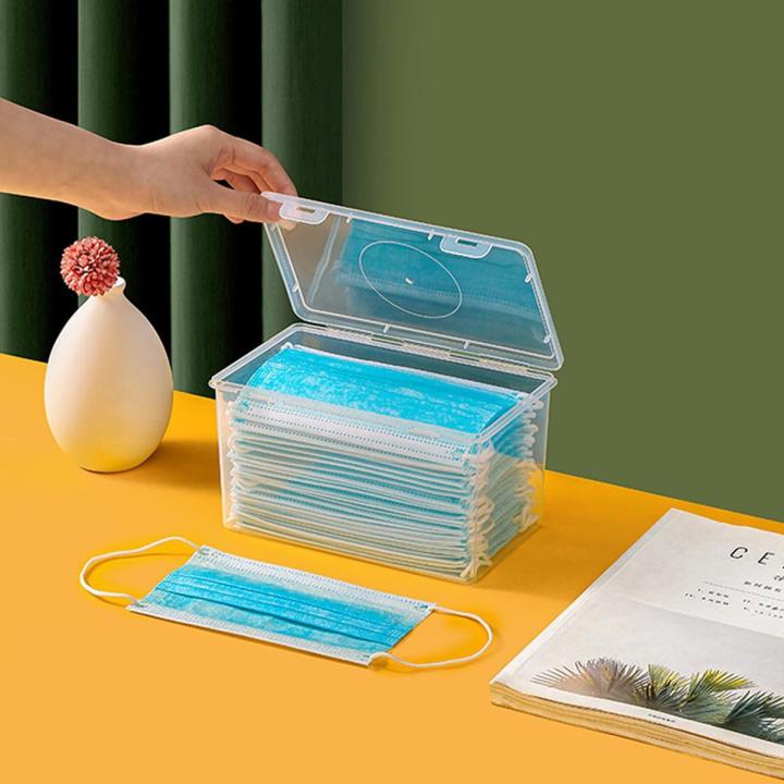 【HOT】 Dust Proof Transparent Mask Storage Box Wet Tissue Box Baby Wipes Dispenser Holder With Lid Large Capacity Mask Box New