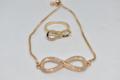 24 carat Singapore gold plated women wrist Bracelet with bow tie  shaped zerkone fitting with Ring. 