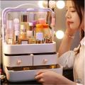 Mylecart Makeup Organizer, Waterproof&Dustproof Cosmetic Organizer Box with Lid Fully Open Makeup Display Boxes, Skincare Organizers Makeup Caddy Holder for Bathroom, Dresser, Countertop Bedroom-White. 
