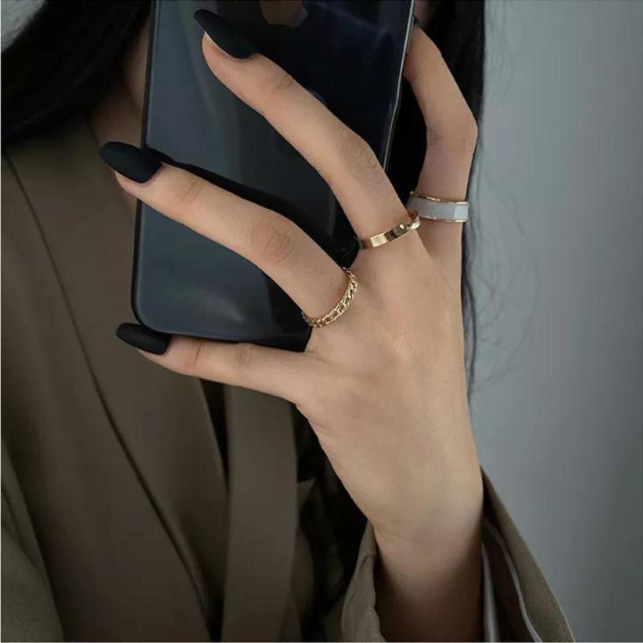 Fashion Adjustable Dainty Rings For Women Anniversary Gift For Wife  Cute Cool Vintage Gold Plated Korean Ring For Girls Stylish Pack of 3 Rings For Girls Birthday Gift Wedding Rings Trendy Trendy Rings