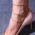 Fashion 3 Layers Crystal Anklet Bracelet High Heel Decor Bijoux Femme Leg Ankle Chain Foot Jewelry Barefoot Sandal For Women. 