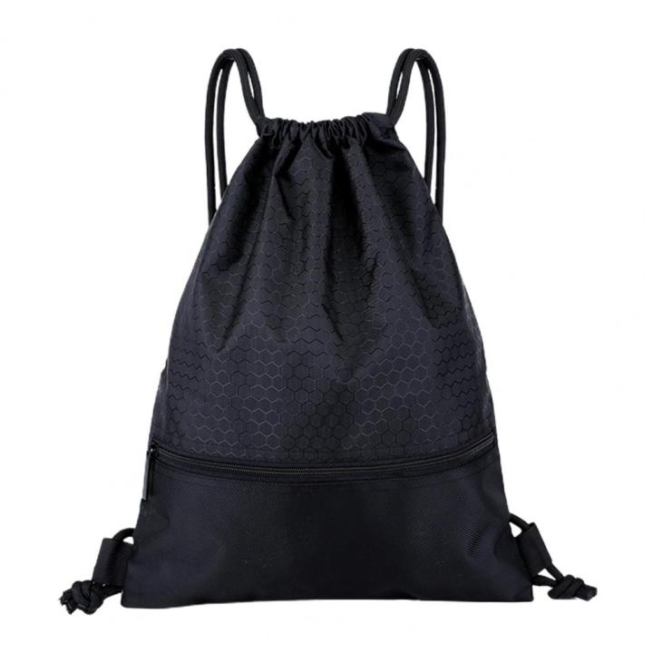 1PC Large Capacity Nylon Waterproof Zipper Drawstring Backpack Outdoor Sport Fitness Storage Bag Thick Rope Polyester Ball Bag
