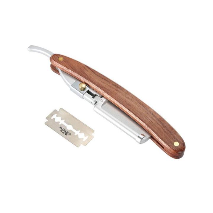 DM INTL Wooden Handle Razor Blade Quality Stainless Steel Barber Shaving Beard Straight Cut Throat Folding Safety Face Cleaner Personal Care Use In Saloons For Men And Boys Ustra 22 cm