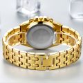 Men's Golden Rhinestone Decor Watch Fashion Men's Quartz Artificial Diamond Watch, Ideal choice for Gifts. 