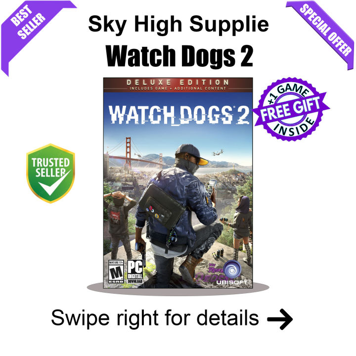 WATCH DOGS 2 - GAME FOR PC (GOOGLE DRIVE/ MEDIAFIRE) - QR CODE + FREE GIFT