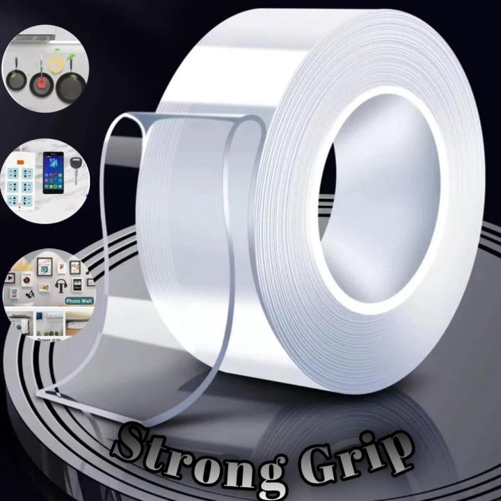 Nano tape Double Sided Magic tape Washable and Reusable Silicon Adhesive Transparent tape Traceless Strong Gel Anti-Slip Waterproof Multi-Functional 3 Meter