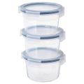 Food container with lid Ikea Pack Of 3 round/plastic, 750 ml. 