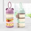 3 layers Bear Style Portable Baby Food Storage Box Essential Cereal Cartoon Infant Milk Powder Box Toddle Snacks Container. 