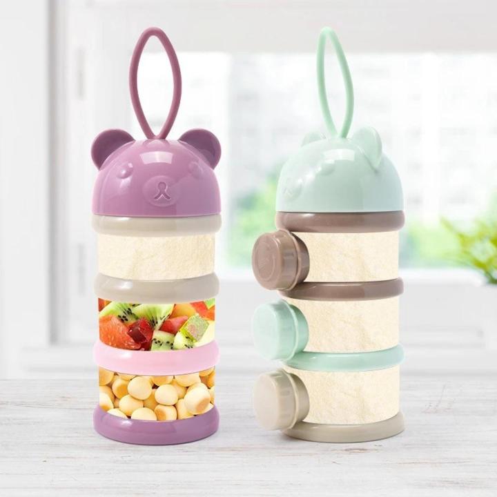3 layers Bear Style Portable Baby Food Storage Box Essential Cereal Cartoon Infant Milk Powder Box Toddle Snacks Container