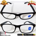 Optical Eye Sight Glasses Rectangle Frame +2.25 Eye Sight – Black Frame - Near Vision Reading Glasses - With Case. 