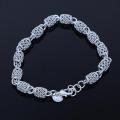 Women\'s 925 Sterling Silver Hollow Chain Bracelet Charm Wrist Bangle Clasp Gift. 