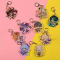Anime Keychain Genshin Impact Venti Paimon Zhongli Yelan Klee High Definition KeyChains Cute Bag Pendant Key Chain Gifts 6cm. 